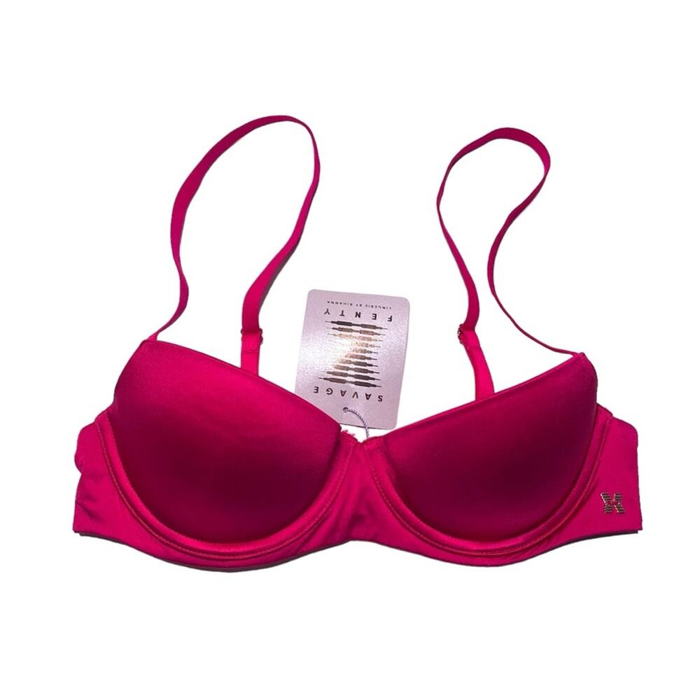 Savage X Fenty Satin Micro Balconette Bra Red Violet Bra Size 32B